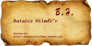 Balaicz Hilmár névjegykártya